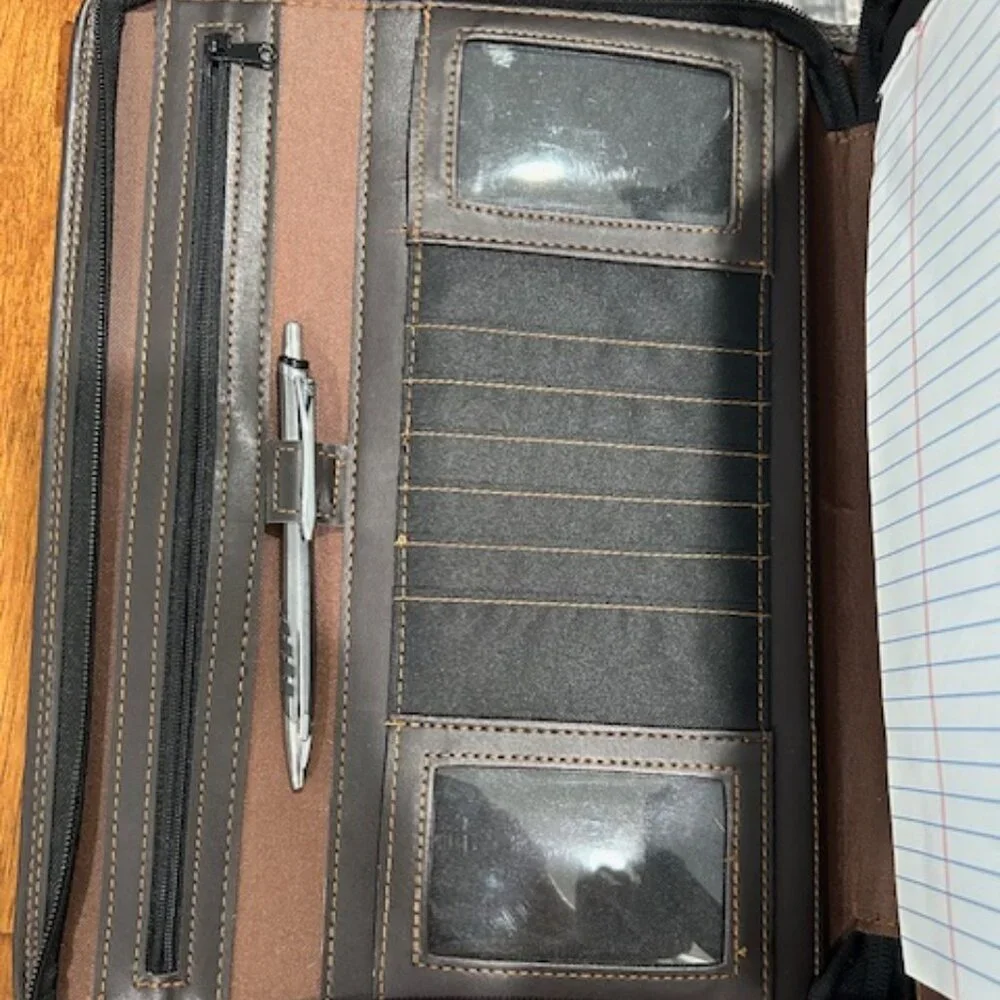 Vegan Leather 13.5x10.5 Binder Organizer Portfolio w/ Notepad zippered